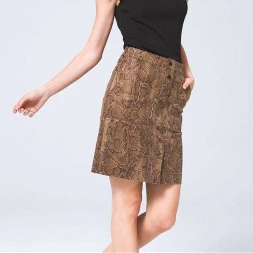 NWT WHBM brown snake print skirt, size 8